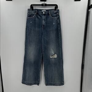 Habitual Denim Wide Leg High Rise Jeans with Distressing - Med Wash - 31